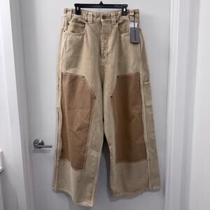 Balenciaga NWT Ripped Off Baggy Carpenter Jeans Beige Made in Japan | M